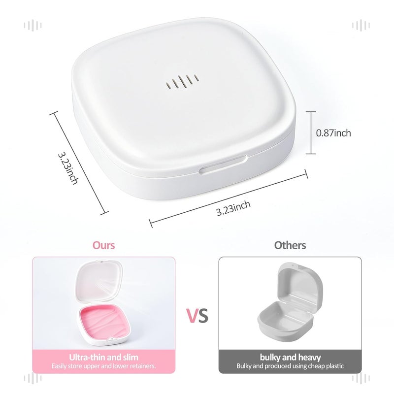 Gaboolo Store Retainer Case Slim Aligner Case with Vent Holes Removable Inner Tray Silicone for Easy Cleaning (1Pack White Pink) - Image 2